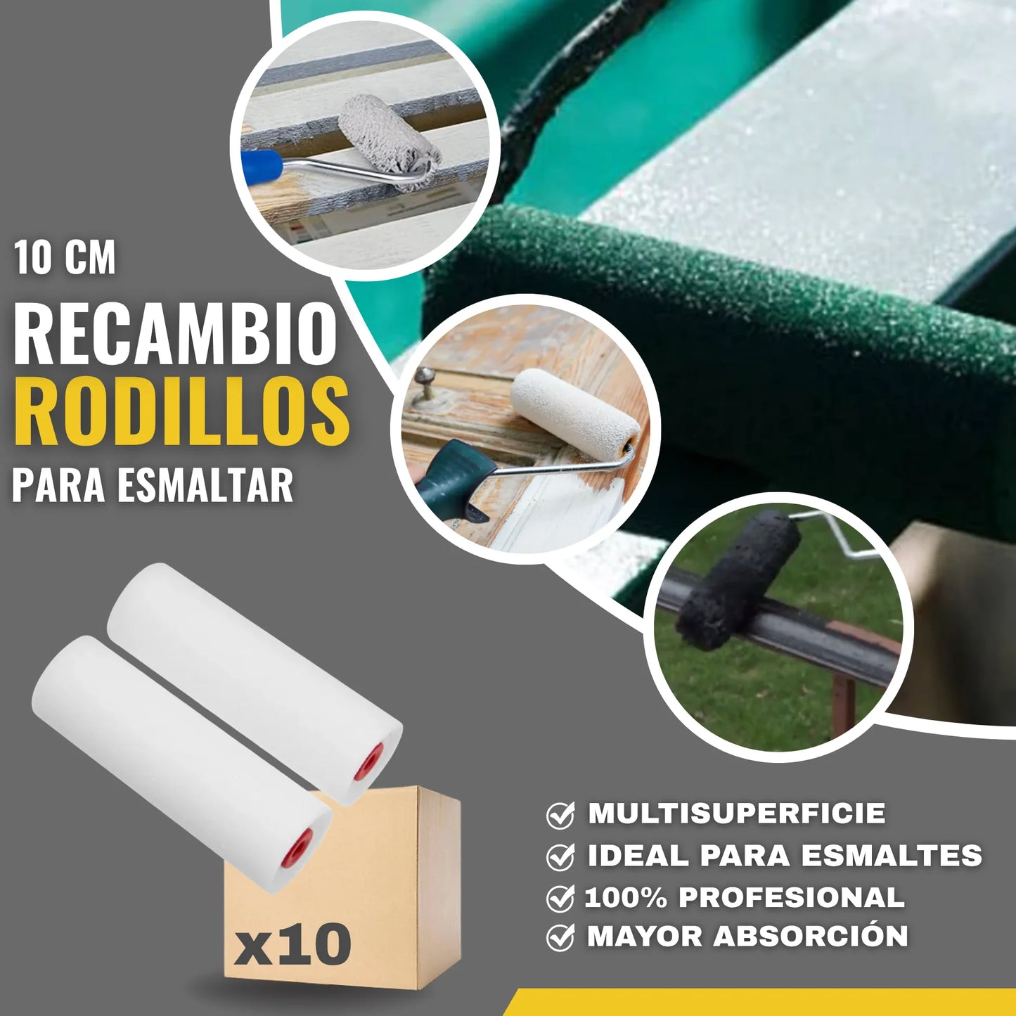 RECAMBIO RODILLO ESMALTAR - 10CM 10UNIDADES