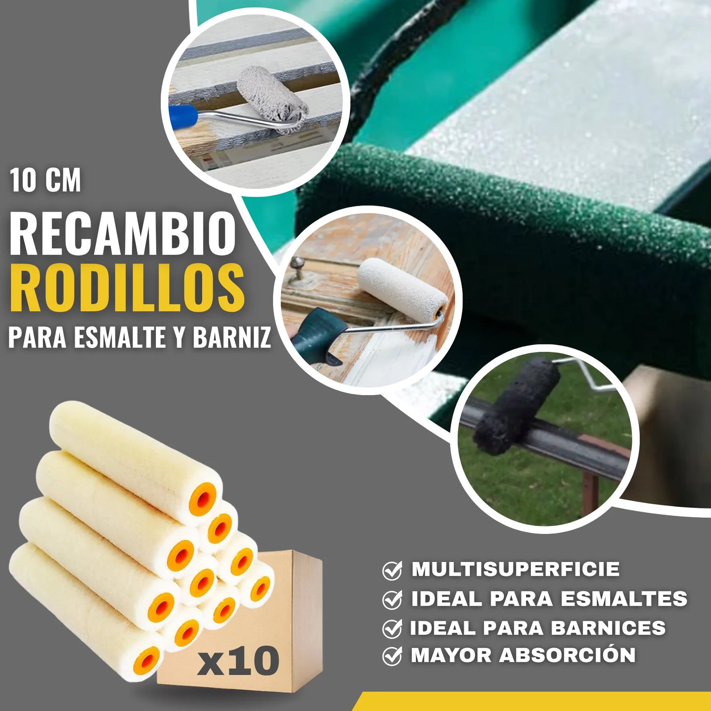 RECAMBIO RODILLO VELOUR 10CM 10UNIDADES