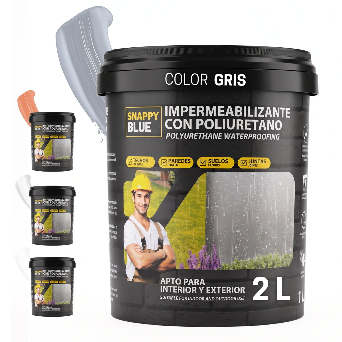 Impermeabilizante Poliuretano al Agua Gris para Interior, Fachadas y Cubiertas