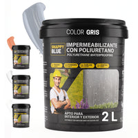 Impermeabilizante Poliuretano al Agua Gris para Interior, Fachadas y Cubiertas