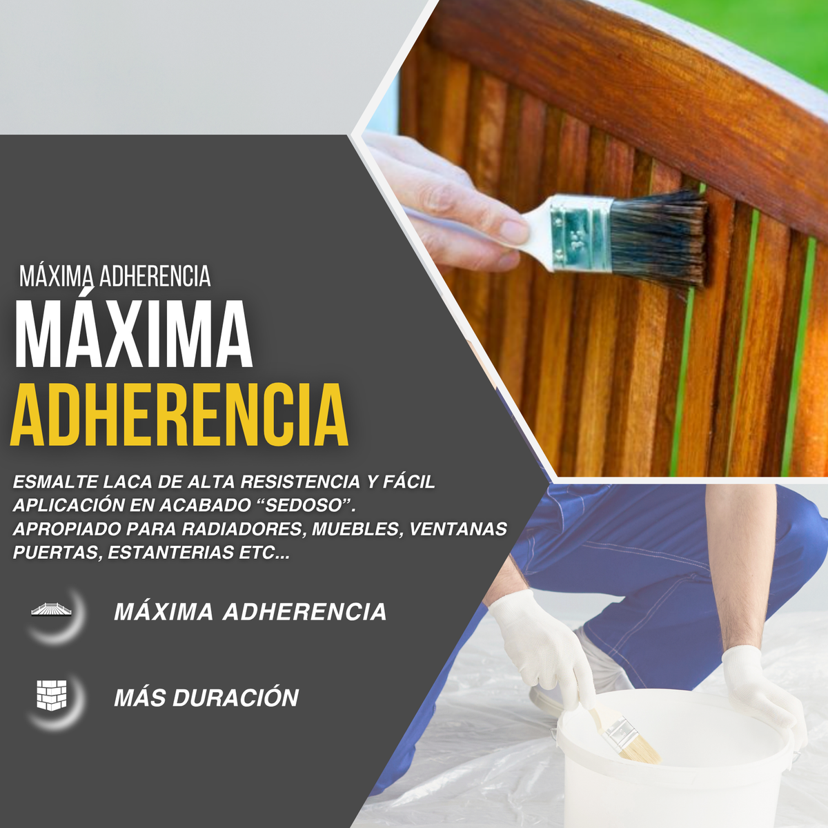 Esmalte Laca Sintético Satinado para Madera y Metal