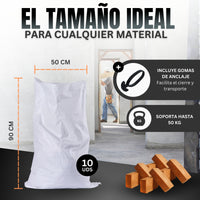 Sacos para escombros [50x90cm] + gomas de anclaje | Snappyblue®