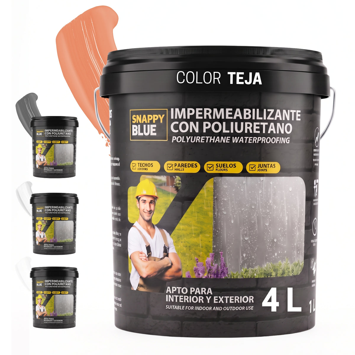 Impermeabilizante Poliuretano al Agua Teja para Interior, Fachadas y Cubiertas