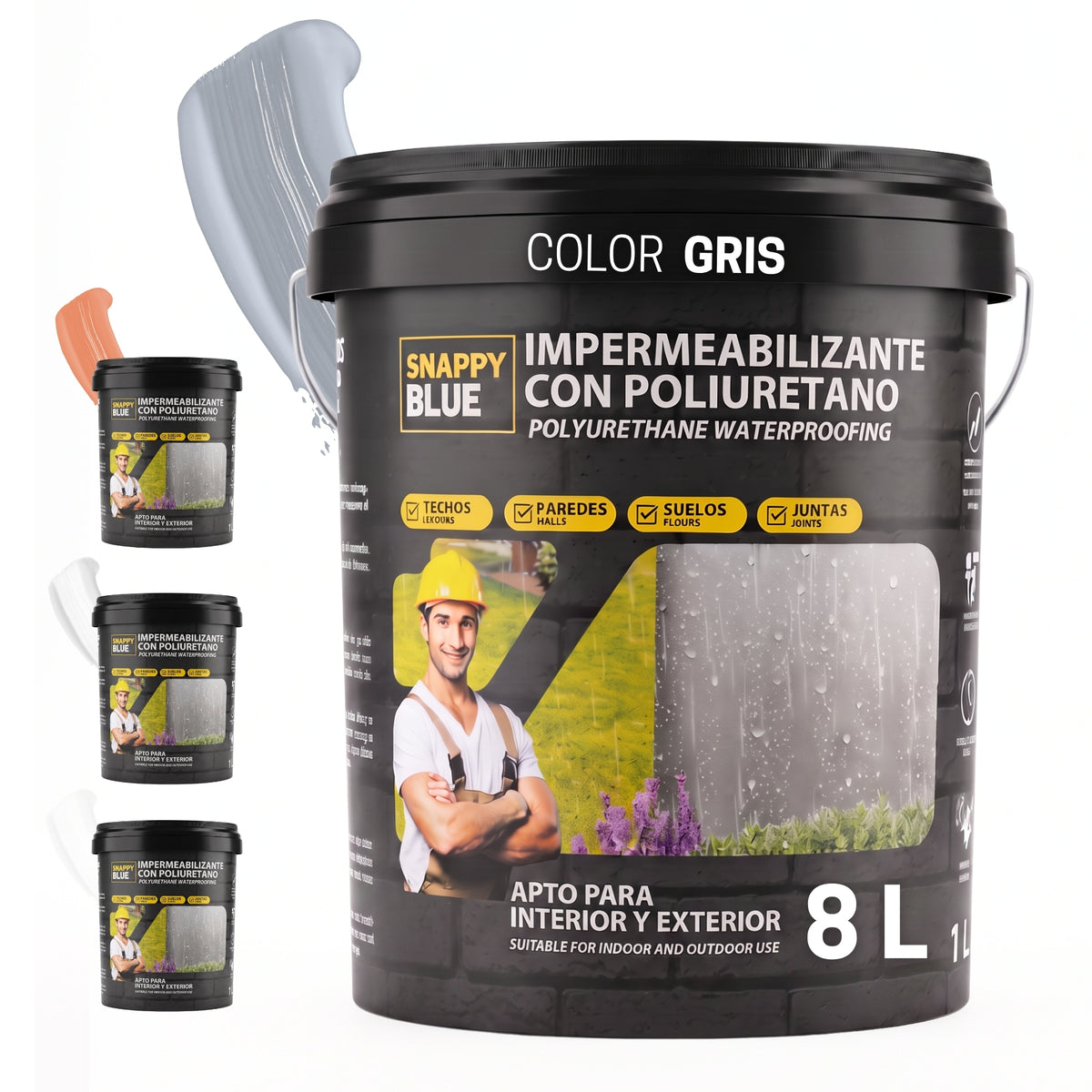 Impermeabilizante Poliuretano al Agua Gris para Interior, Fachadas y Cubiertas