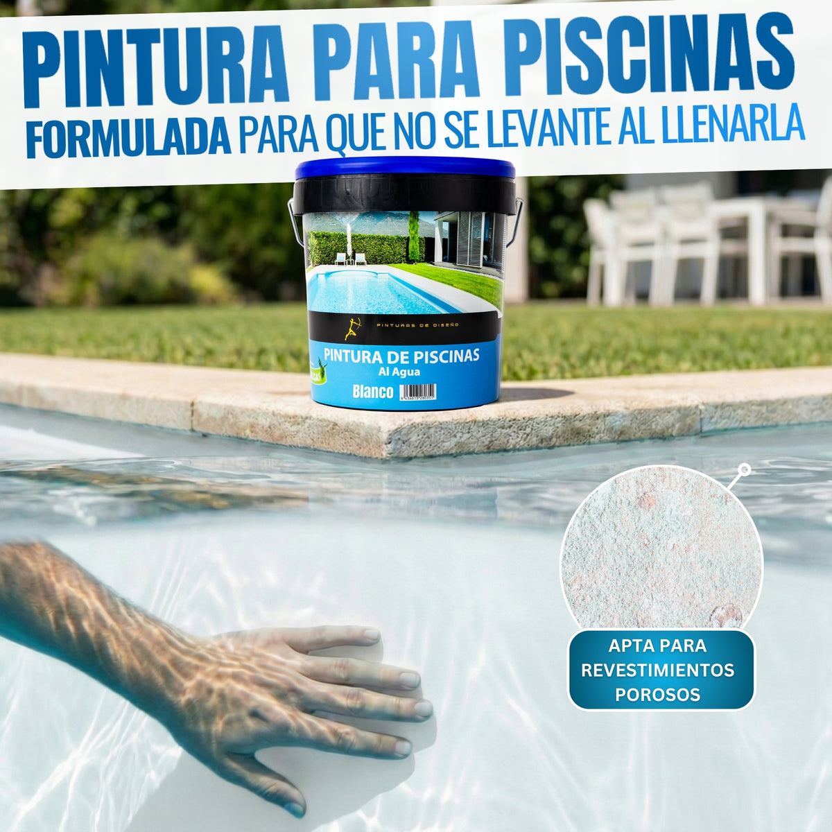Blanco - Pintura para Piscinas y Bordes Antialgas al Agua