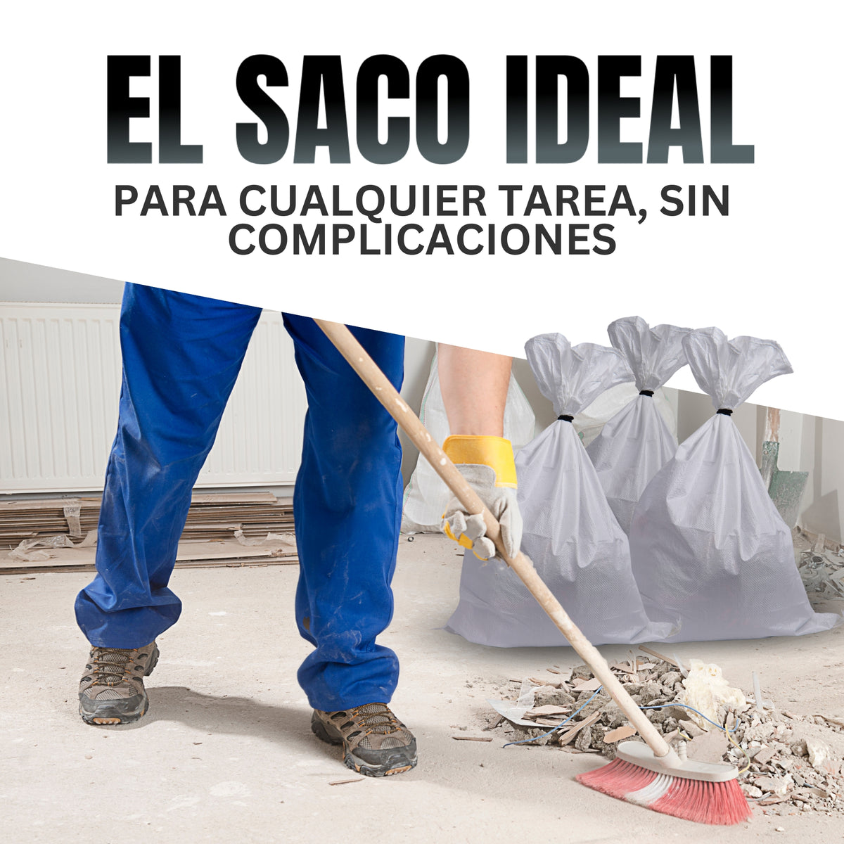 Sacos para escombros [50x90cm] + gomas de anclaje | Snappyblue®