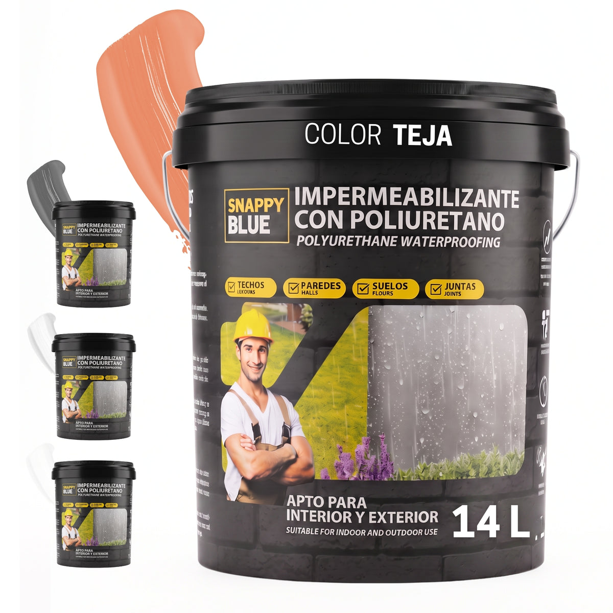 Impermeabilizante Poliuretano al Agua Teja para Interior, Fachadas y Cubiertas