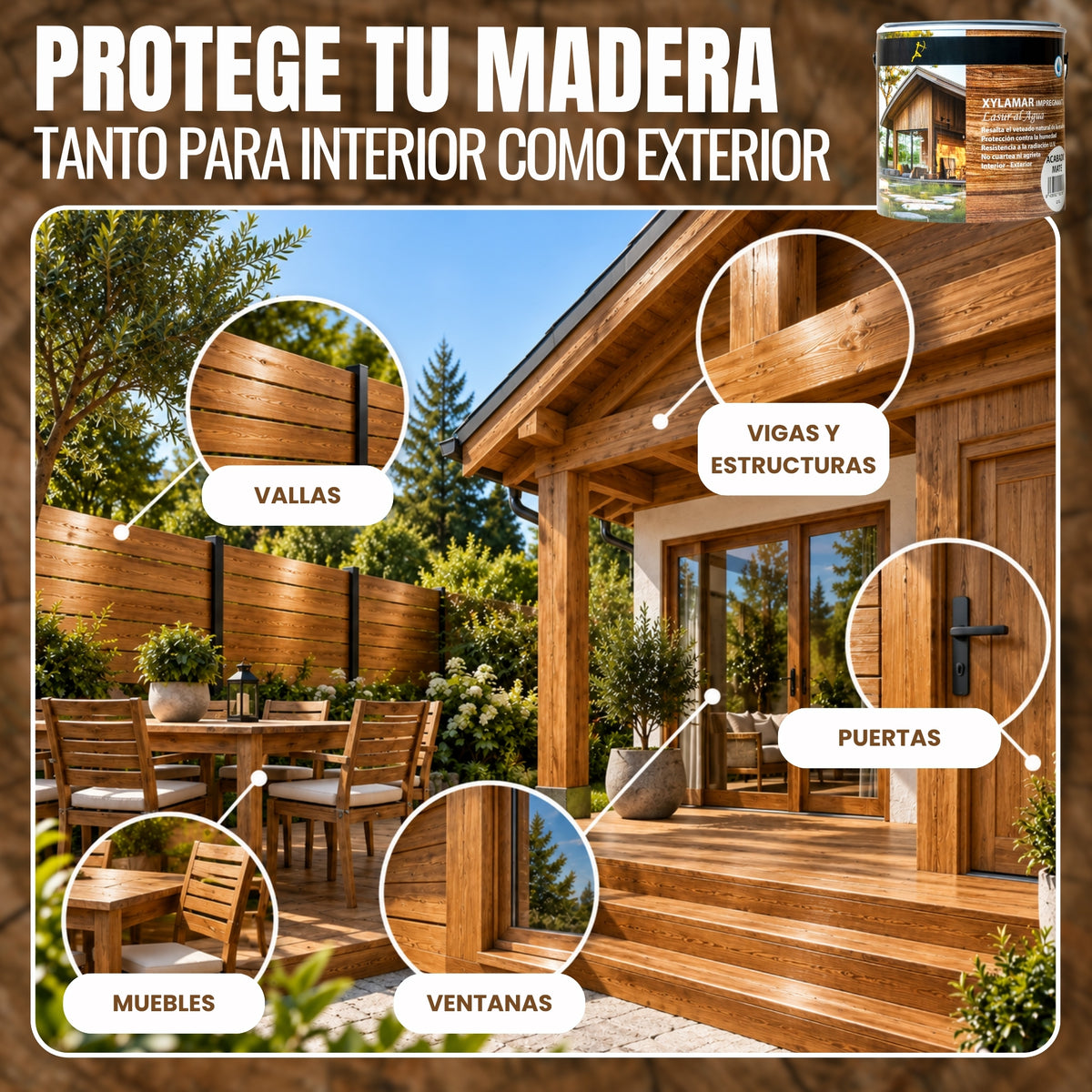 SATINADO - Lasur al Agua Xylamar de Acabado para Madera Exterior
