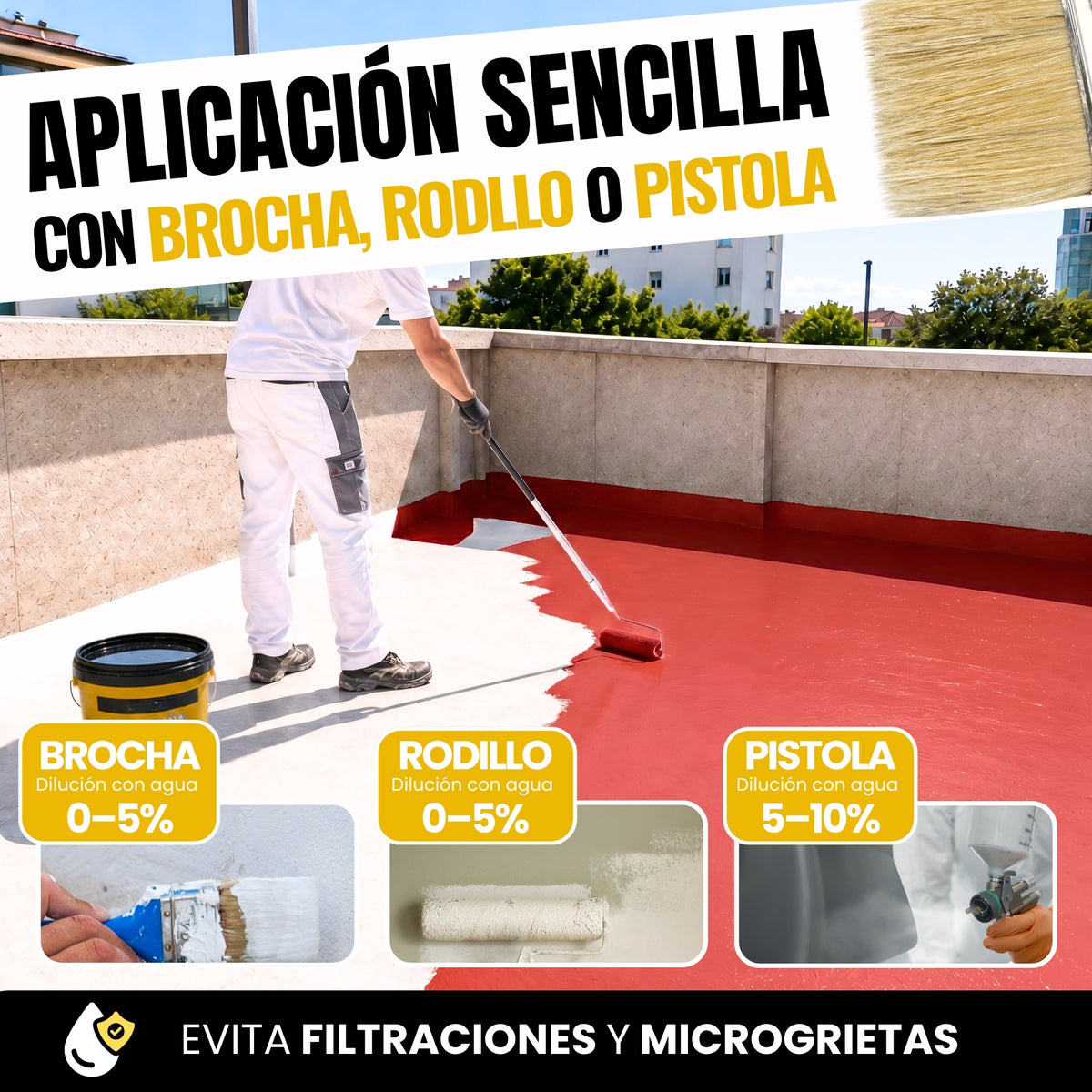 (Rojo) Impermeabilizante Membrana Híbrida Poliuretano