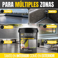 Impermeabilizante Poliuretano al Agua Gris para Interior, Fachadas y Cubiertas
