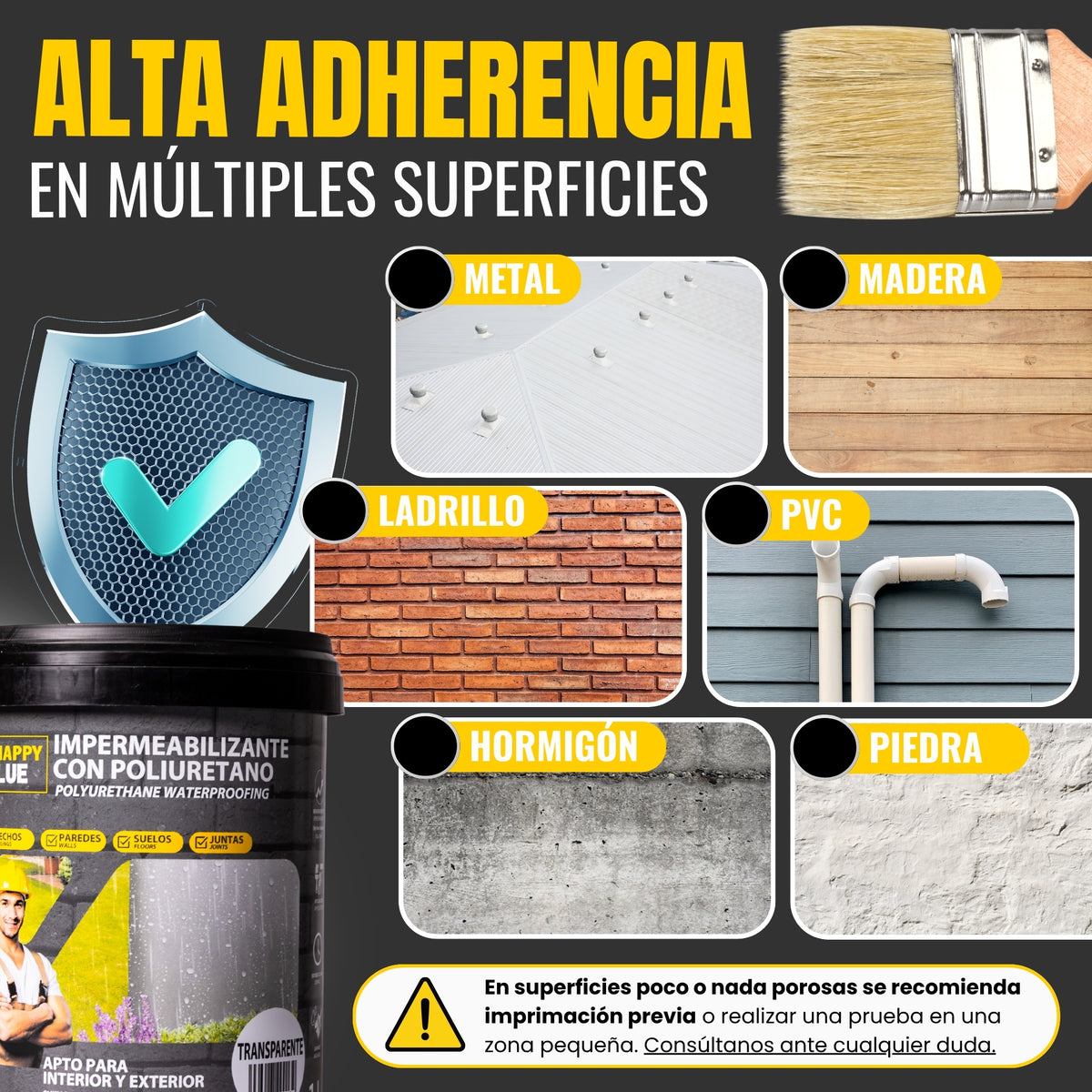 Impermeabilizante Poliuretano al Agua Gris para Interior, Fachadas y Cubiertas