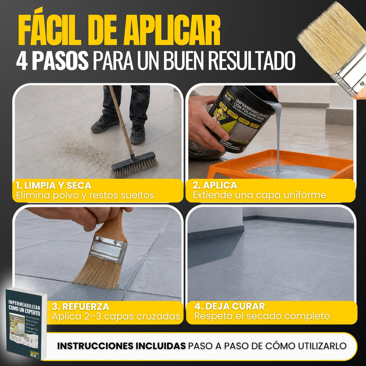 Impermeabilizante Poliuretano al Agua Gris para Interior, Fachadas y Cubiertas