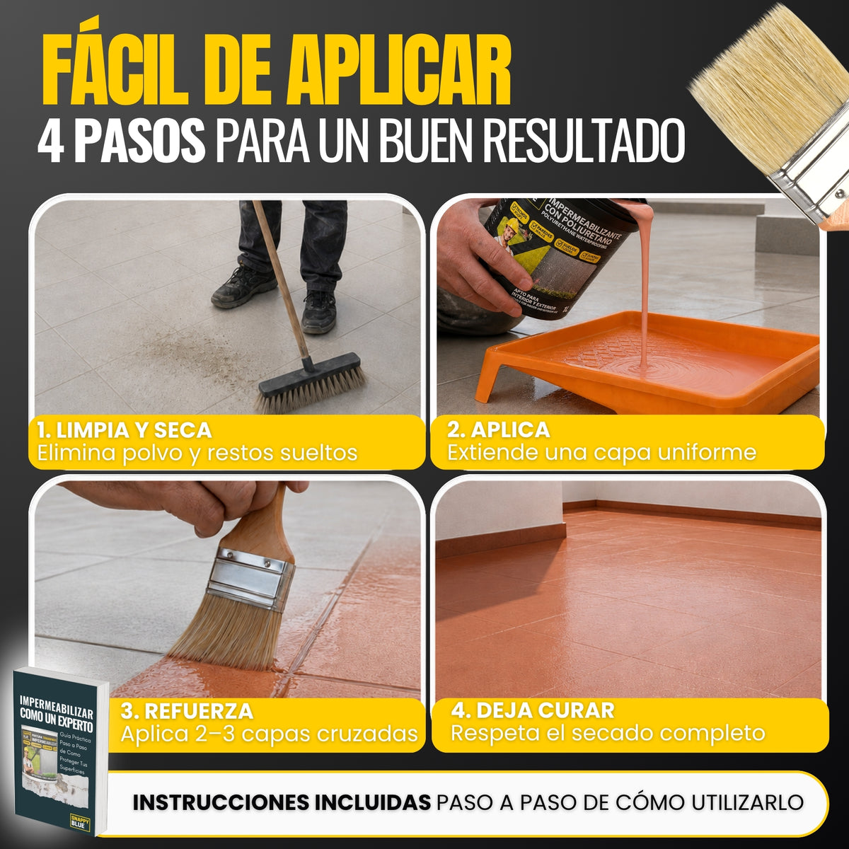 Impermeabilizante Poliuretano al Agua Teja para Interior, Fachadas y Cubiertas