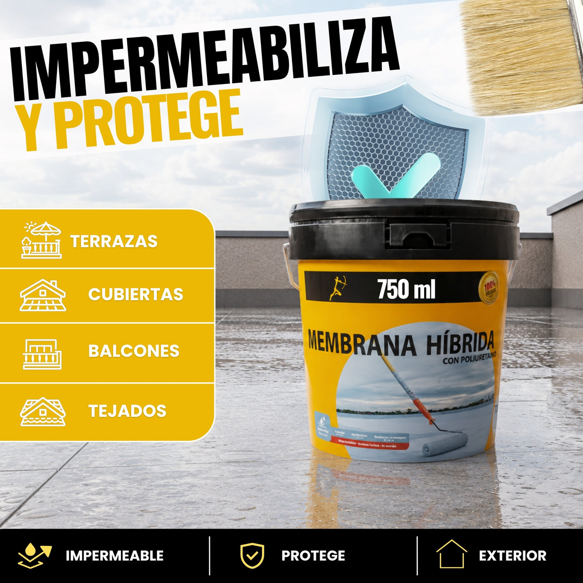 (Gris) Impermeabilizante Membrana Híbrida Poliuretano