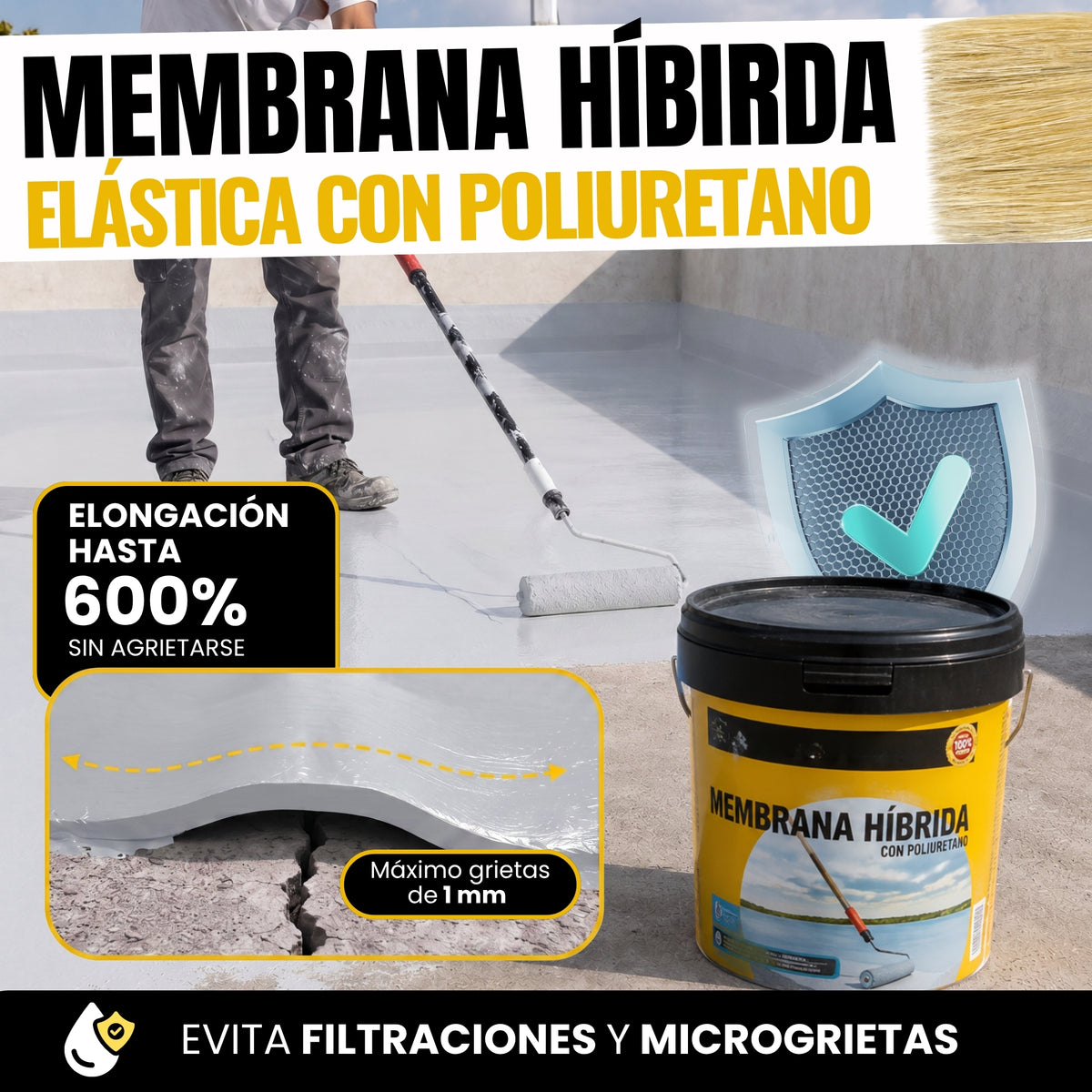 (Gris) Impermeabilizante Membrana Híbrida Poliuretano
