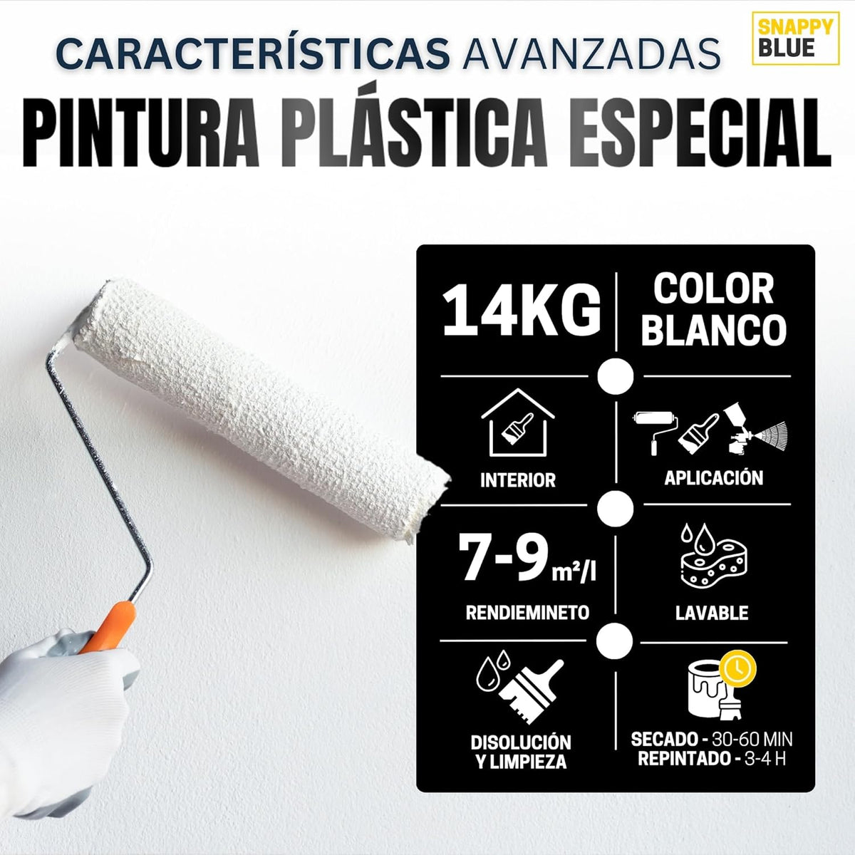 Pintura plástica blanca mate para interior | Snappyblue®