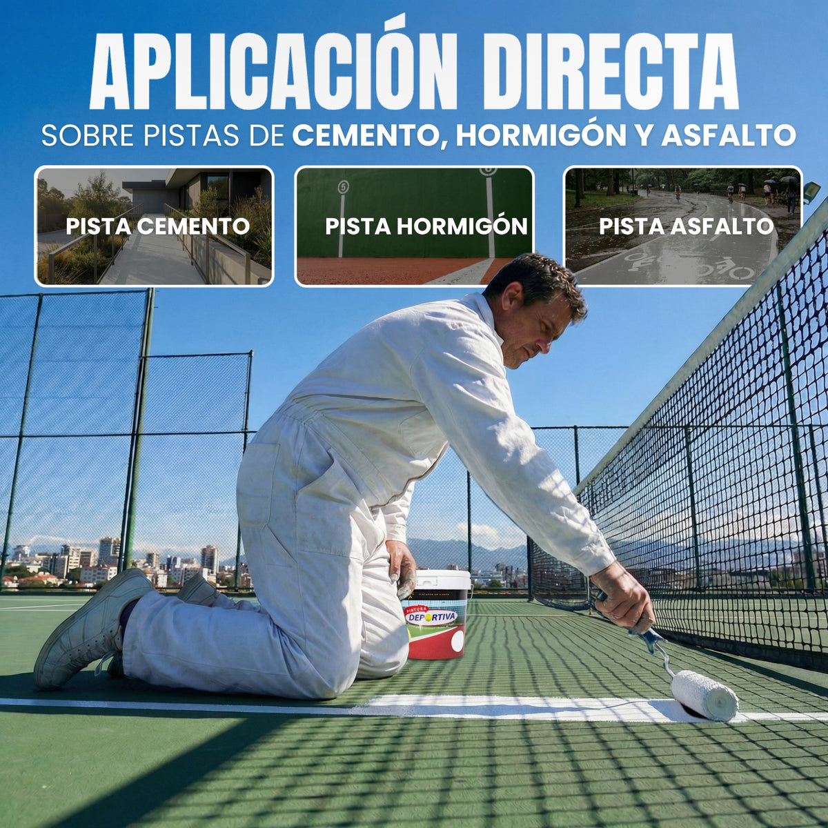Pintura Deportiva Blanco — Pistas Tenis, Pádel y Frontón