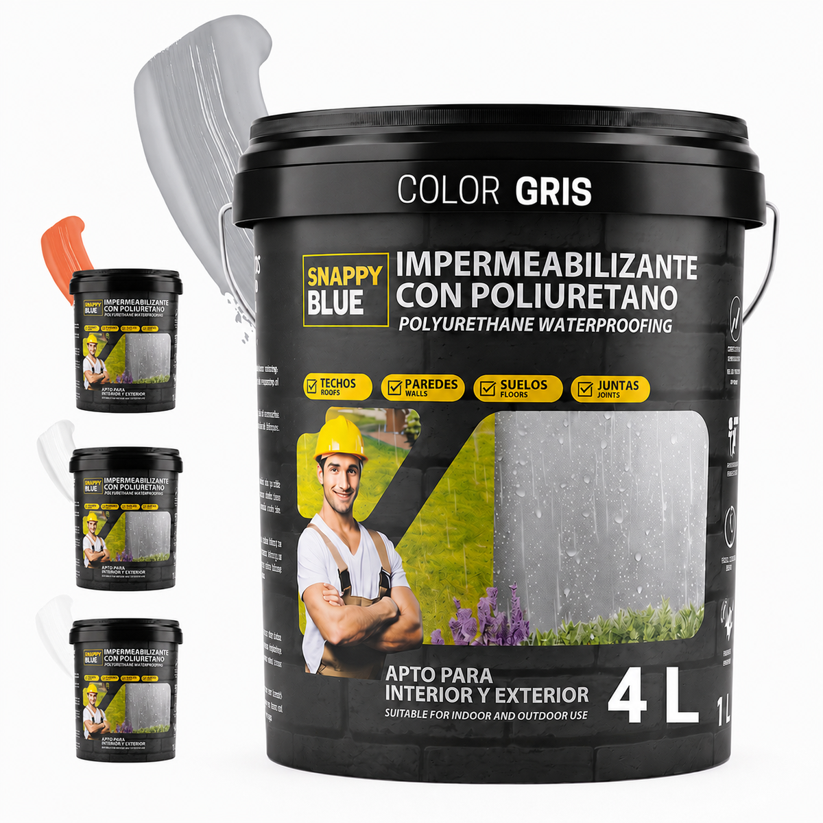 Impermeabilizante Poliuretano al Agua Gris para Interior, Fachadas y Cubiertas