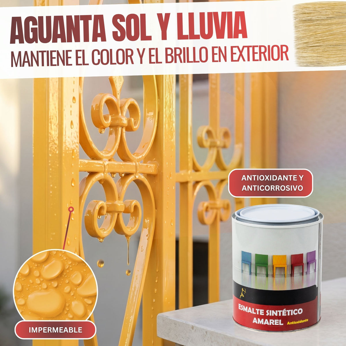 Amarillo Medio - Esmalte al Agua Ecológico Antioxidante Multisuperficie