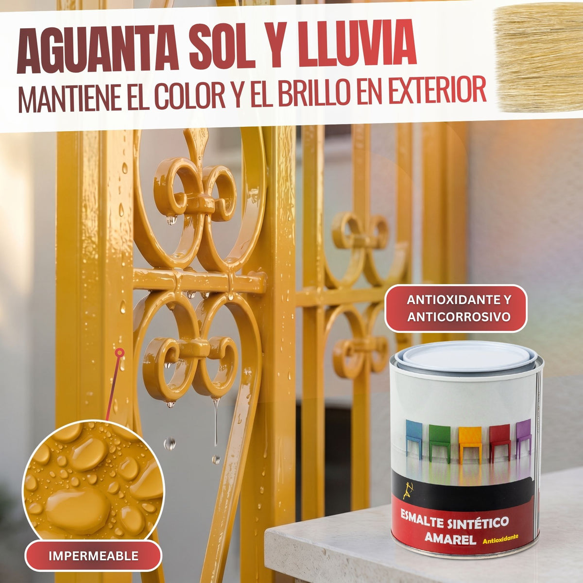 Amarillo Real - Esmalte al Agua Ecológico Antioxidante Multisuperficie