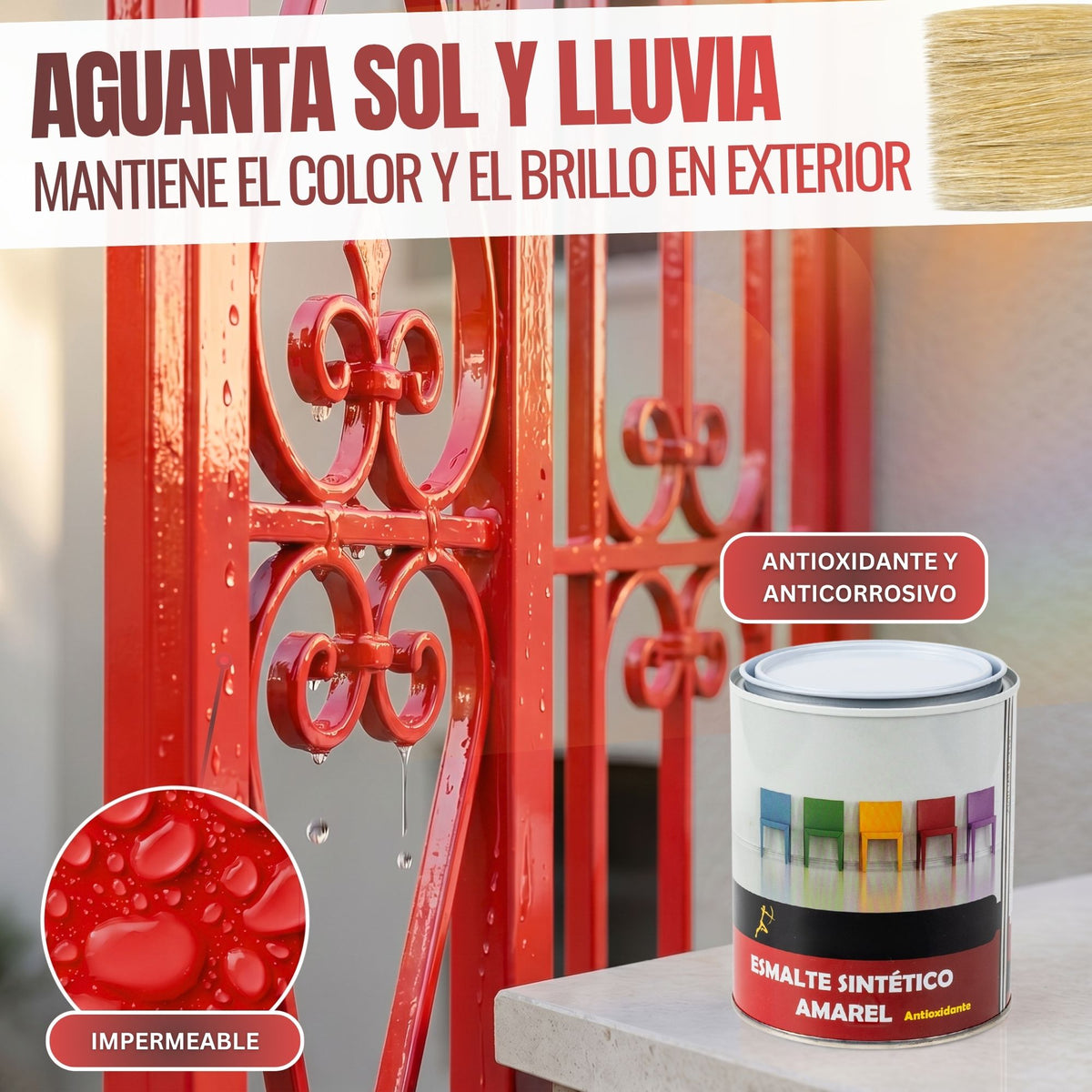 Bermellón - Esmalte al Agua Ecológico Antioxidante Multisuperficie