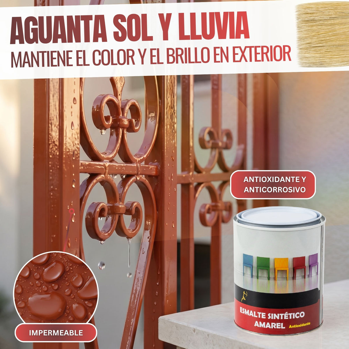 Rojo Carruajes - Esmalte al Agua Ecológico Antioxidante Multisuperficie
