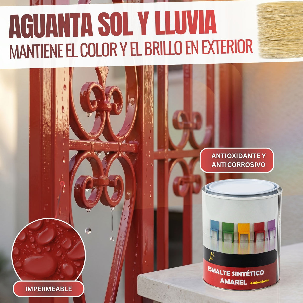 Rojo Vivo - Esmalte al Agua Ecológico Antioxidante Multisuperficie