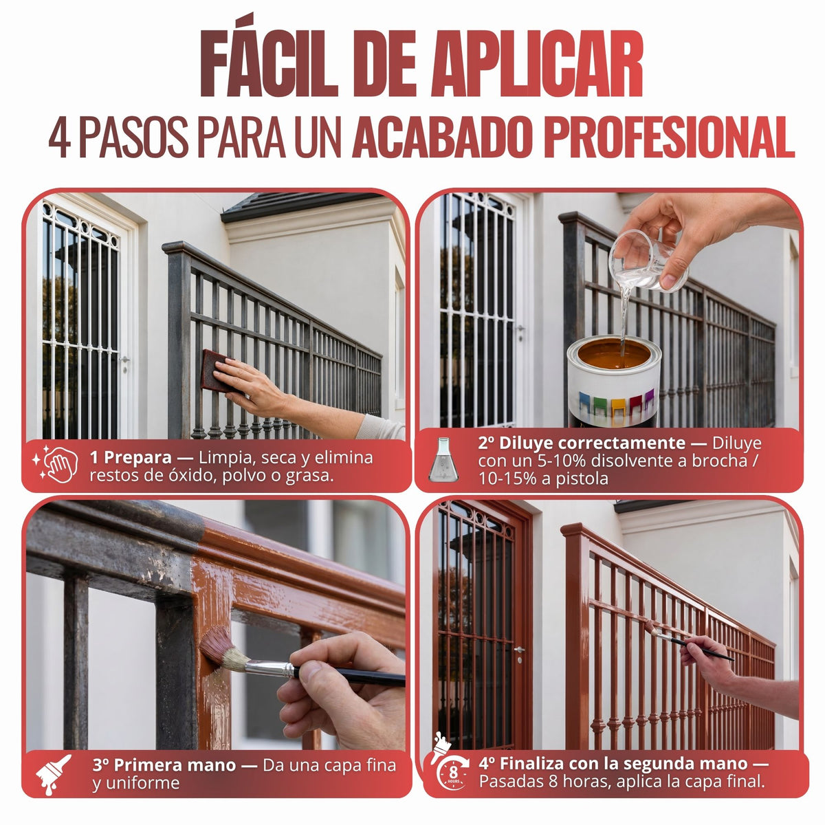 Rojo Inglés - Esmalte al Agua Ecológico Antioxidante Multisuperficie