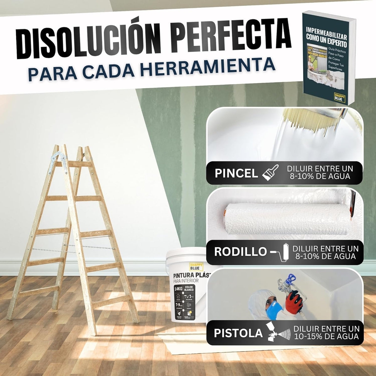 Pintura plástica blanca mate para interior | Snappyblue®