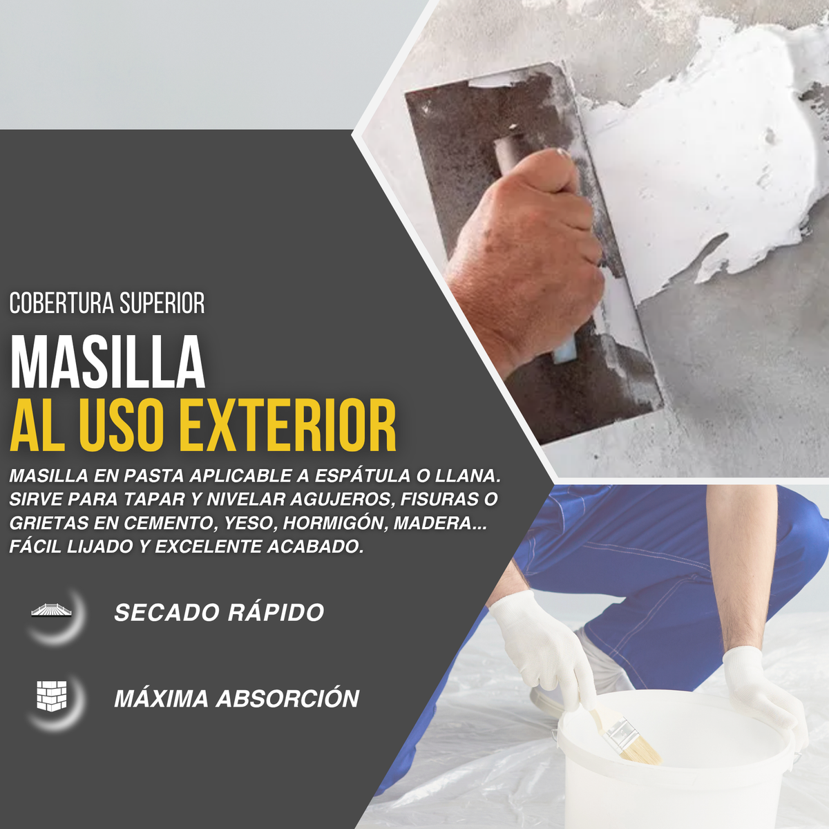 Masilla en Pasta Piter Plast Exterior Resistente a Humedad