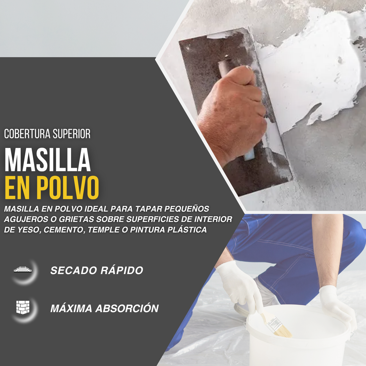 Masilla en Polvo Piter Plast Standard Económica Multiusos