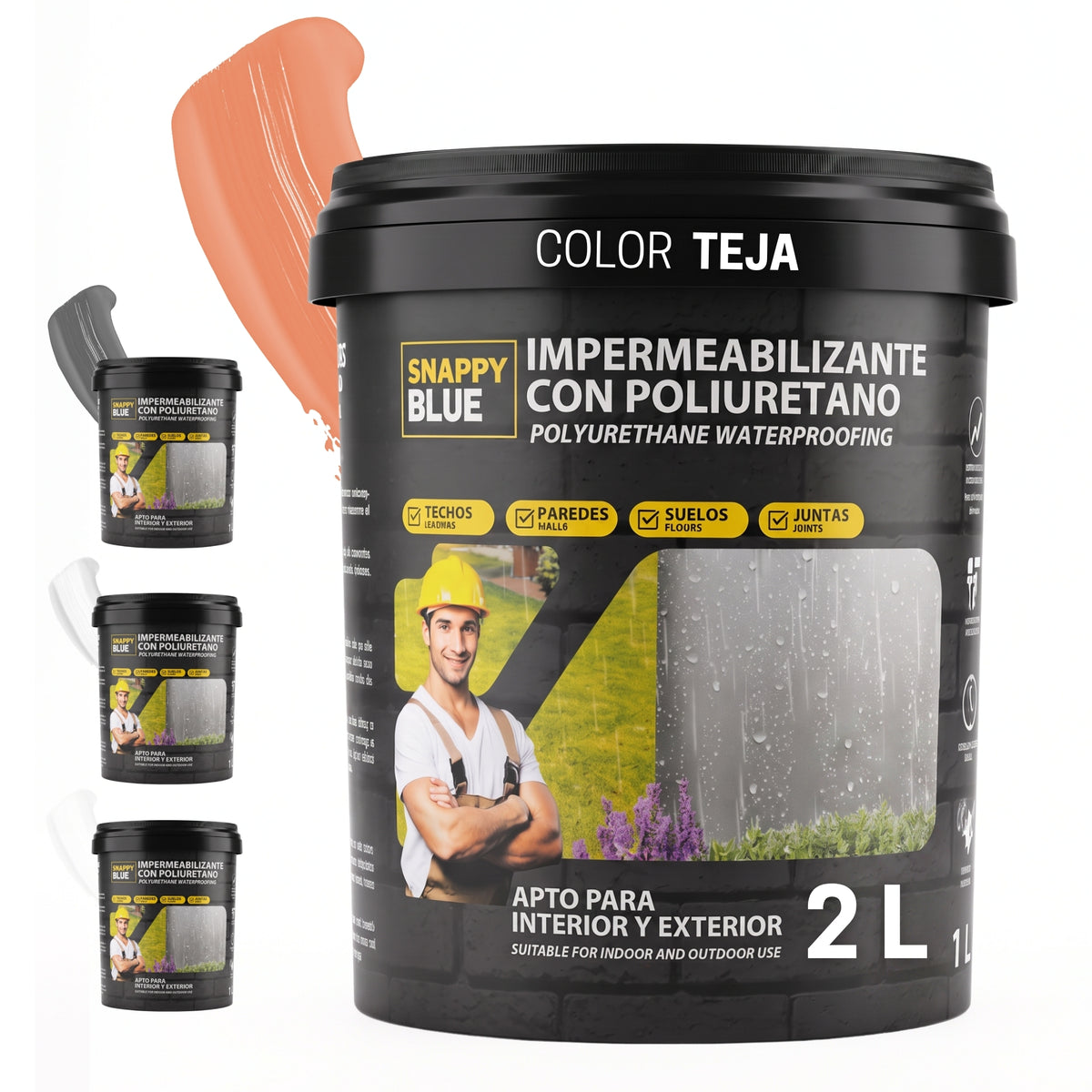 Impermeabilizante Poliuretano al Agua Teja para Interior, Fachadas y Cubiertas