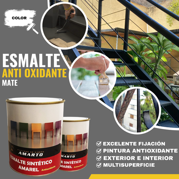 Esmalte Sintético Antioxidante Amarel Mate para Hierro y Metal