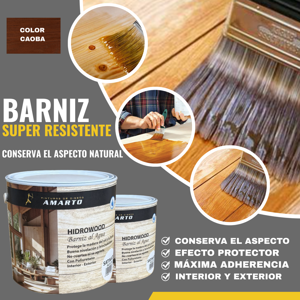 Barniz Tinte al Agua Hidrowood Colores para Restauración de Madera
