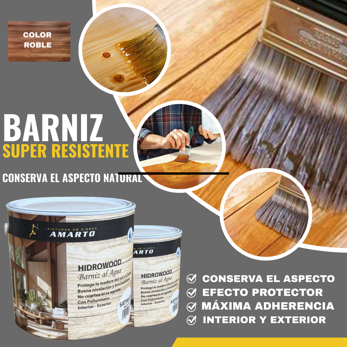Barniz Tinte al Agua Hidrowood Colores para Restauración de Madera