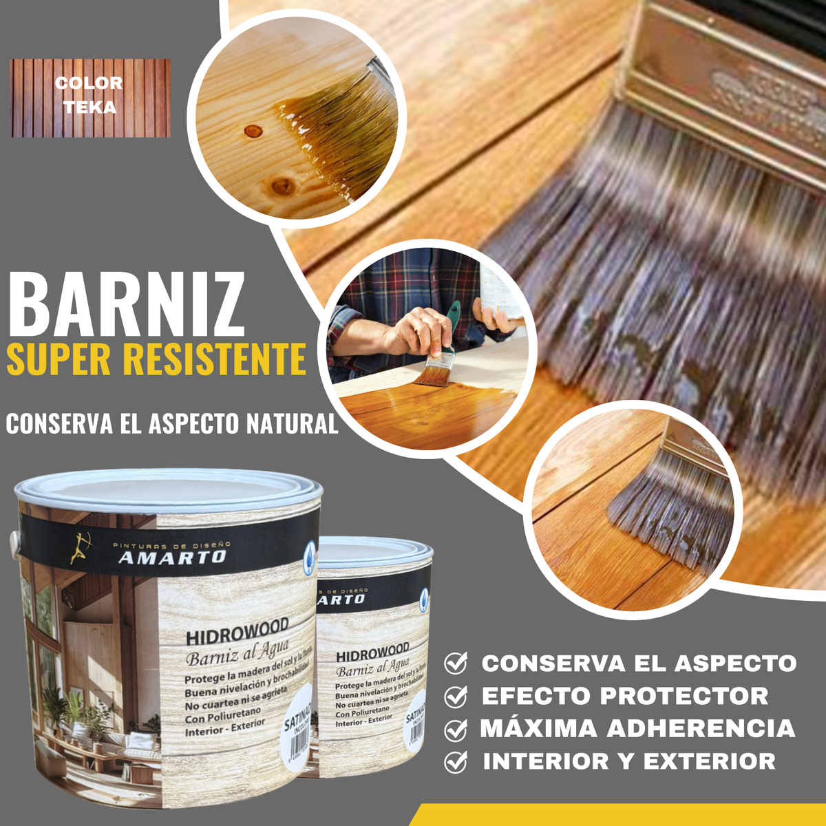 Barniz Tinte al Agua Hidrowood Colores para Restauración de Madera
