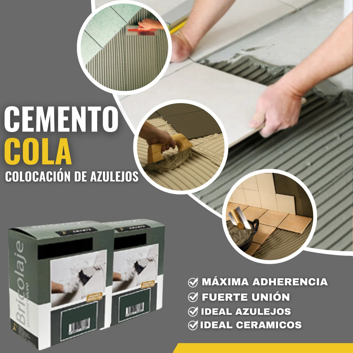 Cemento Cola Ultra Resistente para Baldosas, Azulejos y Gres