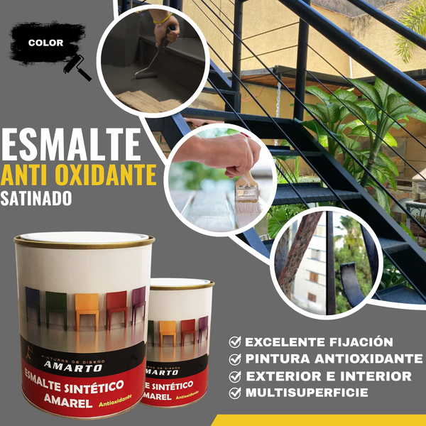 Esmalte Sintético Antioxidante Amarel Satinado para Hierro y Metal