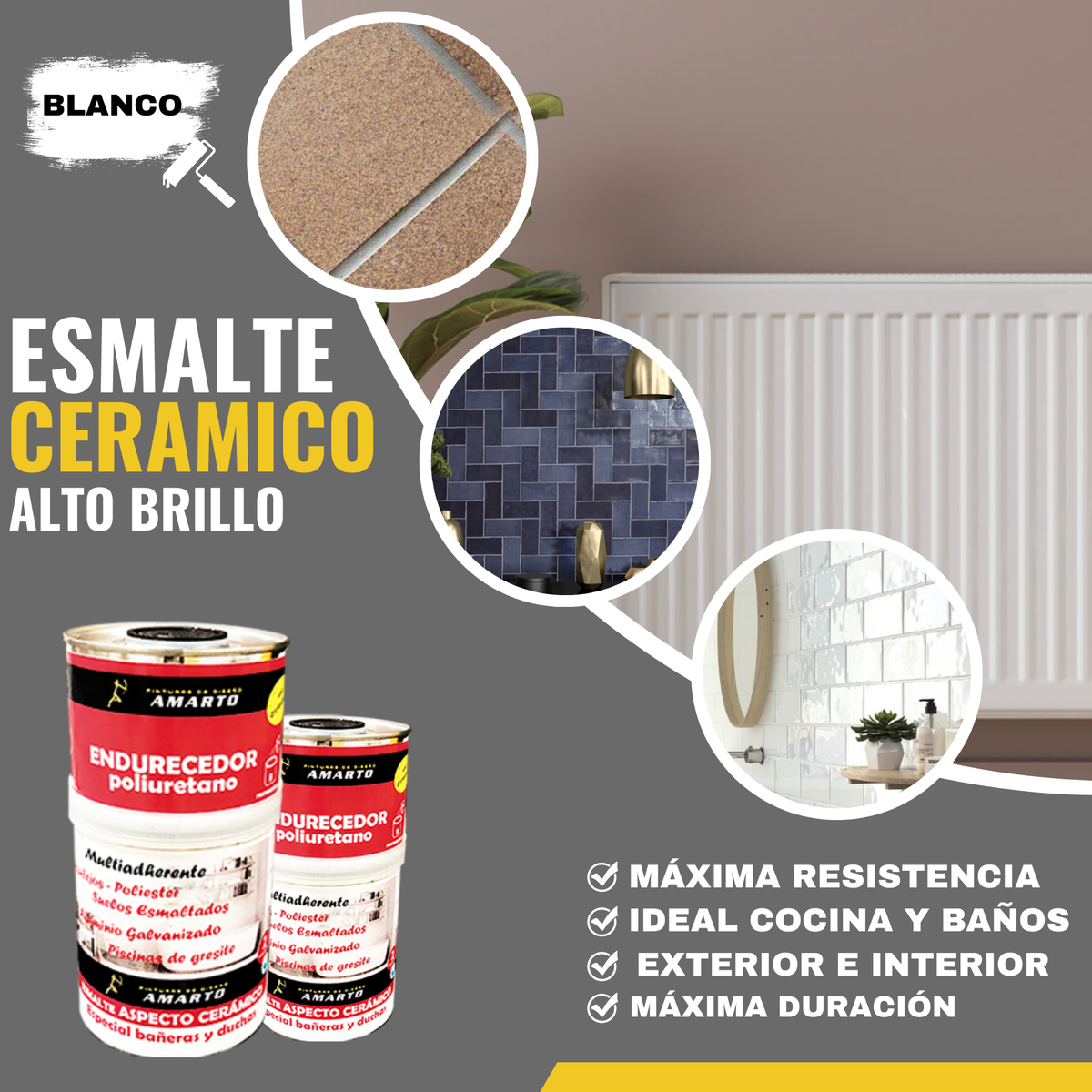 Esmalte al Agua Aspecto Cerámico Bicomponente para Encimeras y Baños