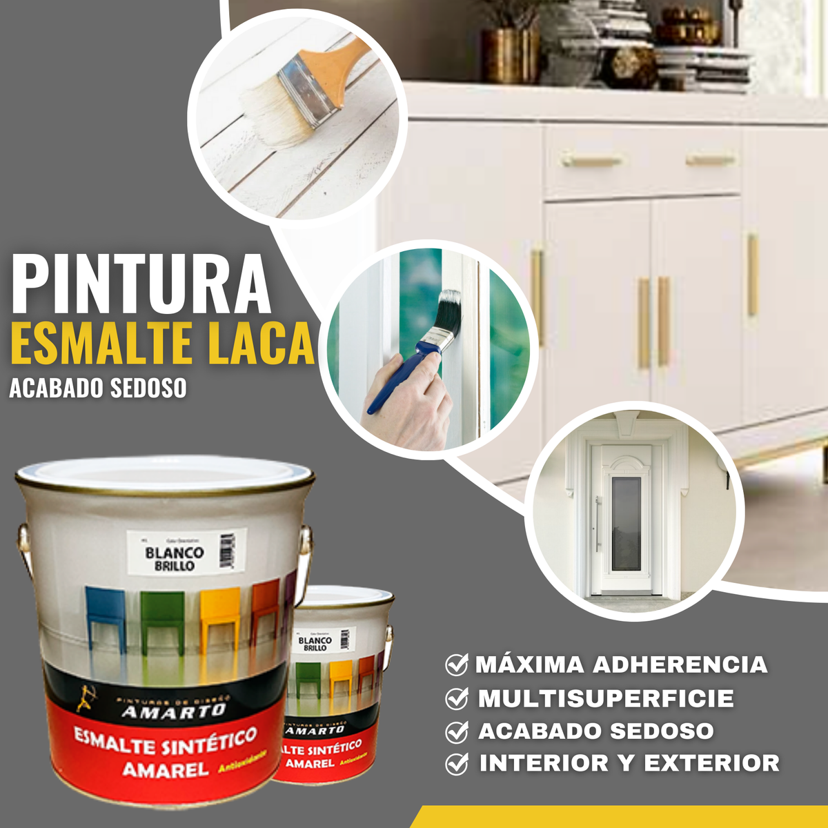 Esmalte Laca Sintético Satinado para Madera y Metal