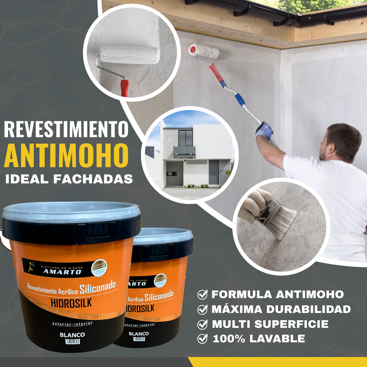 Revestimiento Siliconado Hidrosilk Premium Auto-limpieza para Fachadas