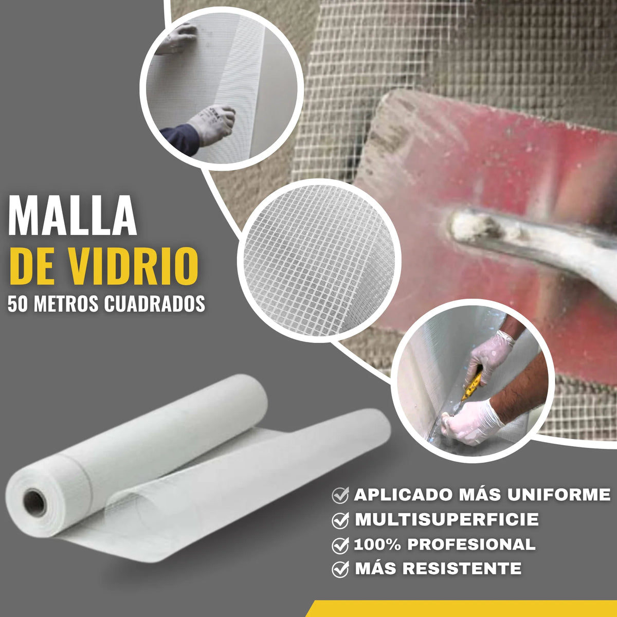 Malla de Fibra de Vidrio para Refuerzo Estructural con Resinas