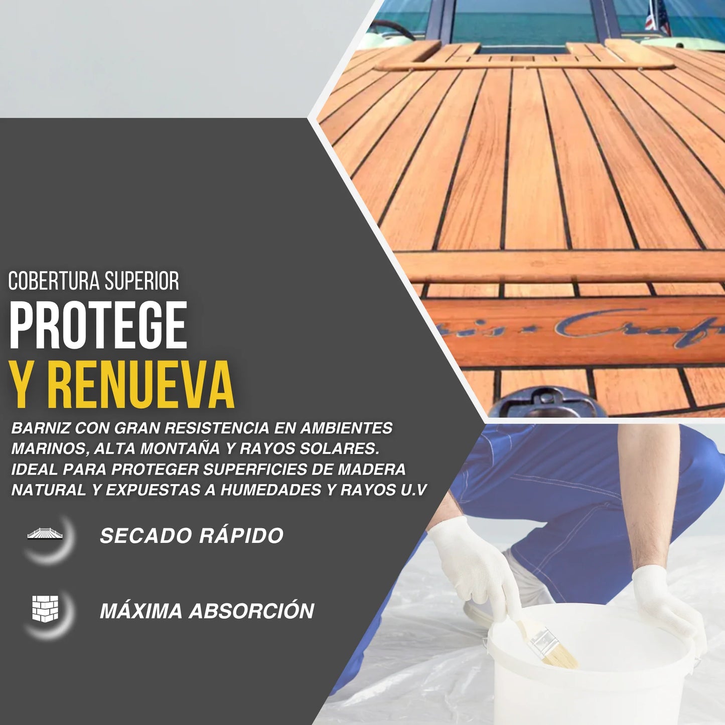 BARNIZ SINTÉTICO ESPECIAL MARINO | MATE | BRILLO | SATINADO