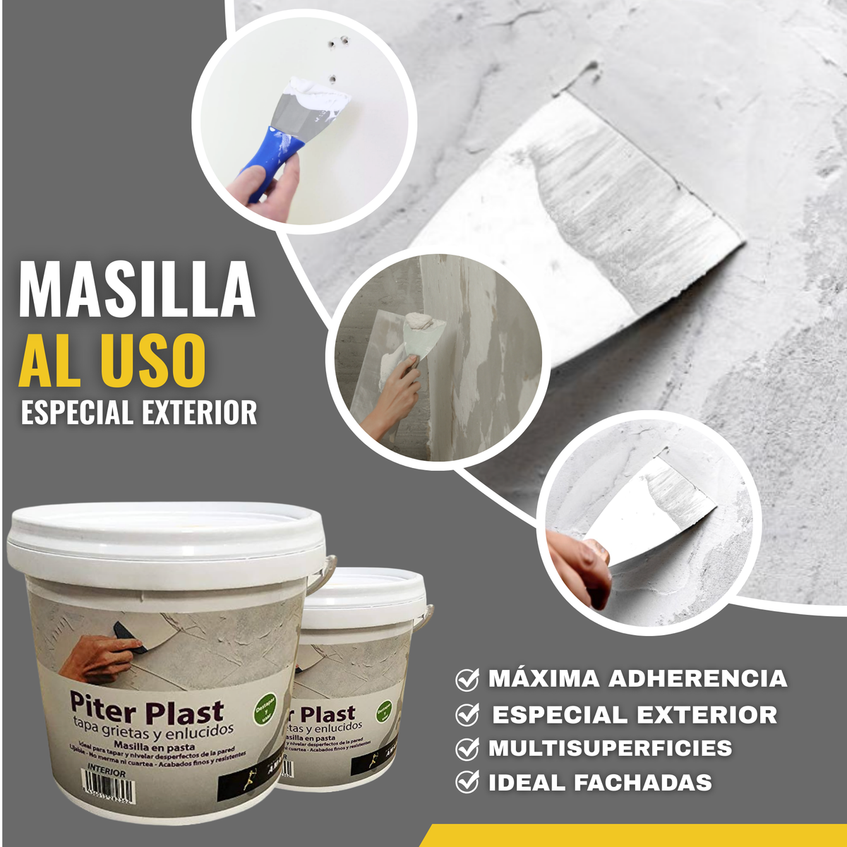 Masilla en Pasta Piter Plast Exterior Resistente a Humedad