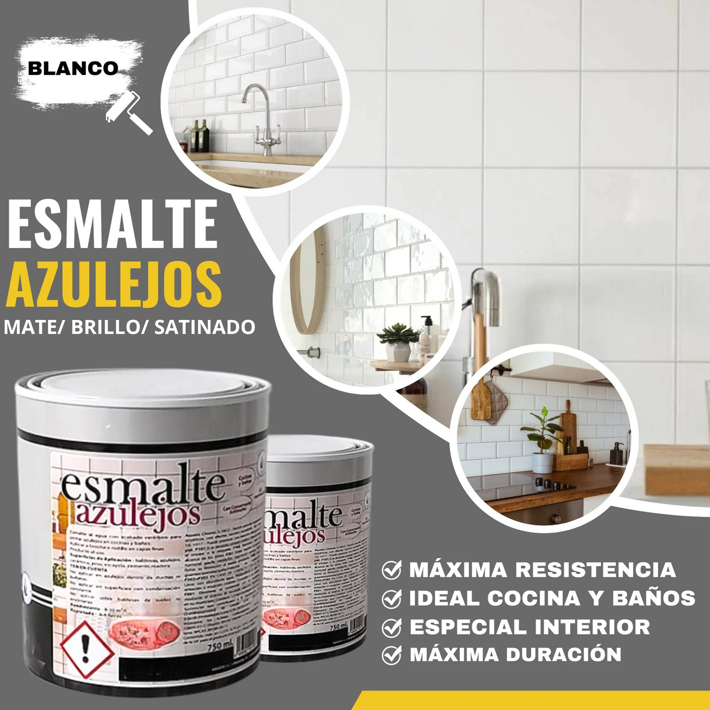 ESMALTE AL AGUA BLANCO ESPECIAL AZULEJOS  | Snappyblue®