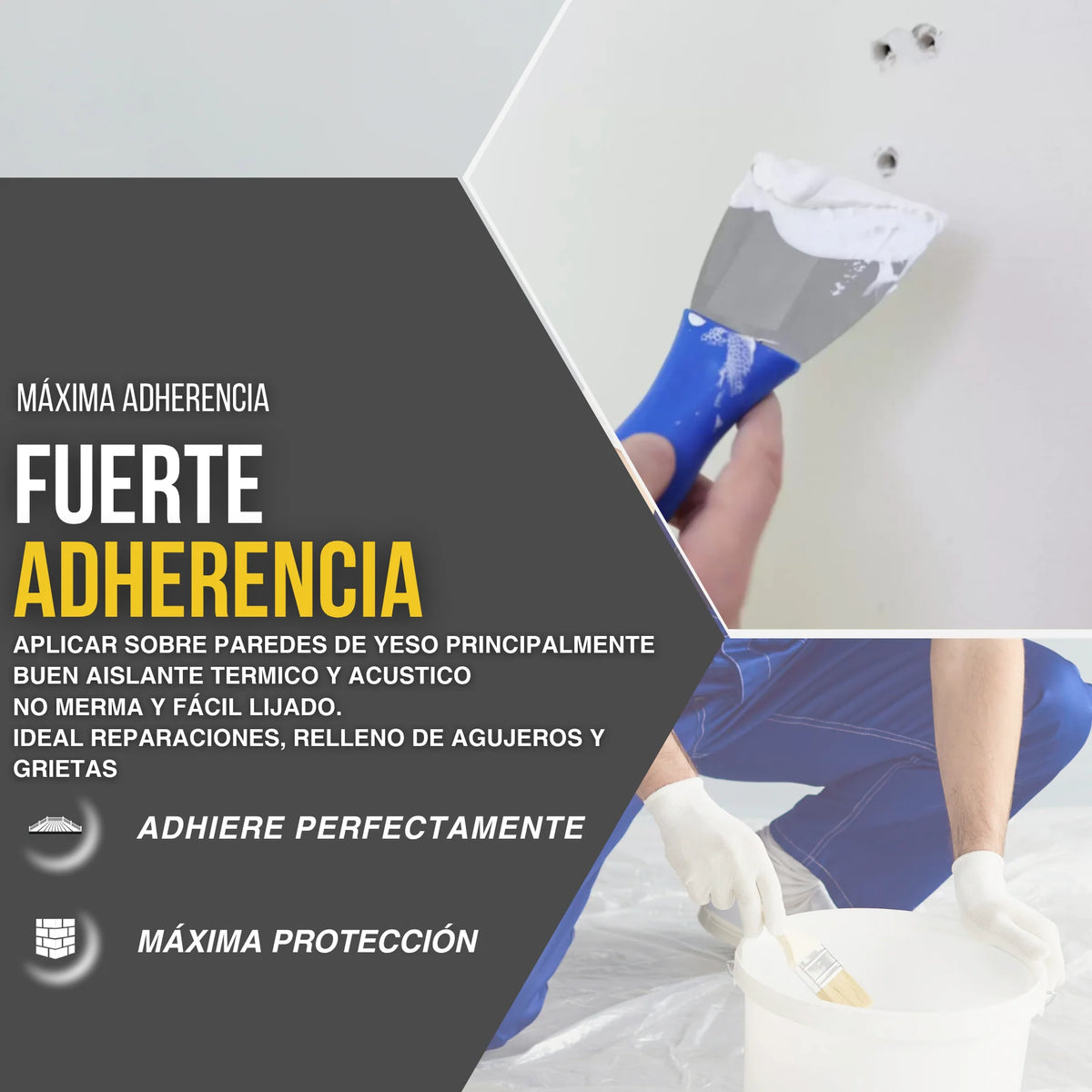 Yeso Altamente Adherente Multiusos para Enfoscado y Tabiques