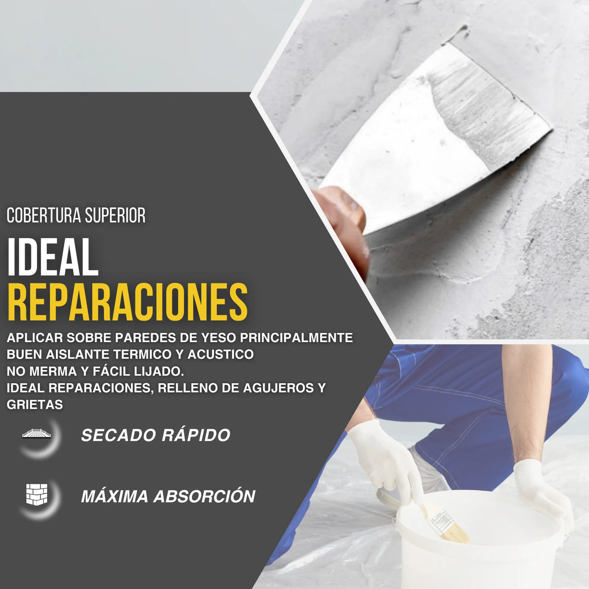 Yeso Altamente Adherente Multiusos para Enfoscado y Tabiques