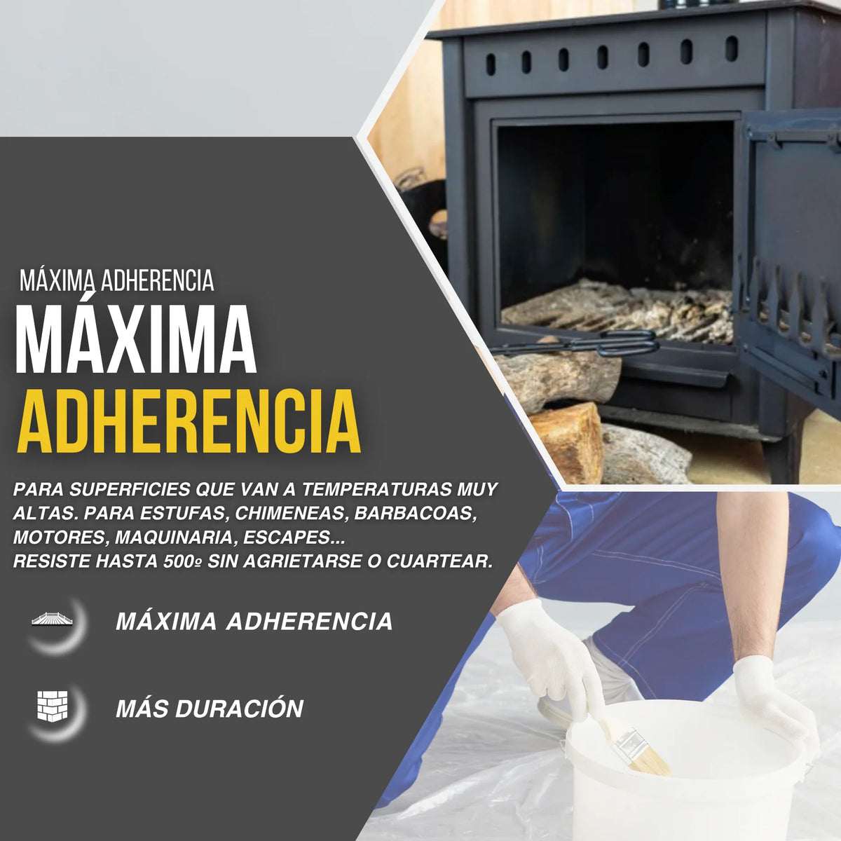 Pintura Anticalor 500° para Estufas, Chimeneas y Barbacoas