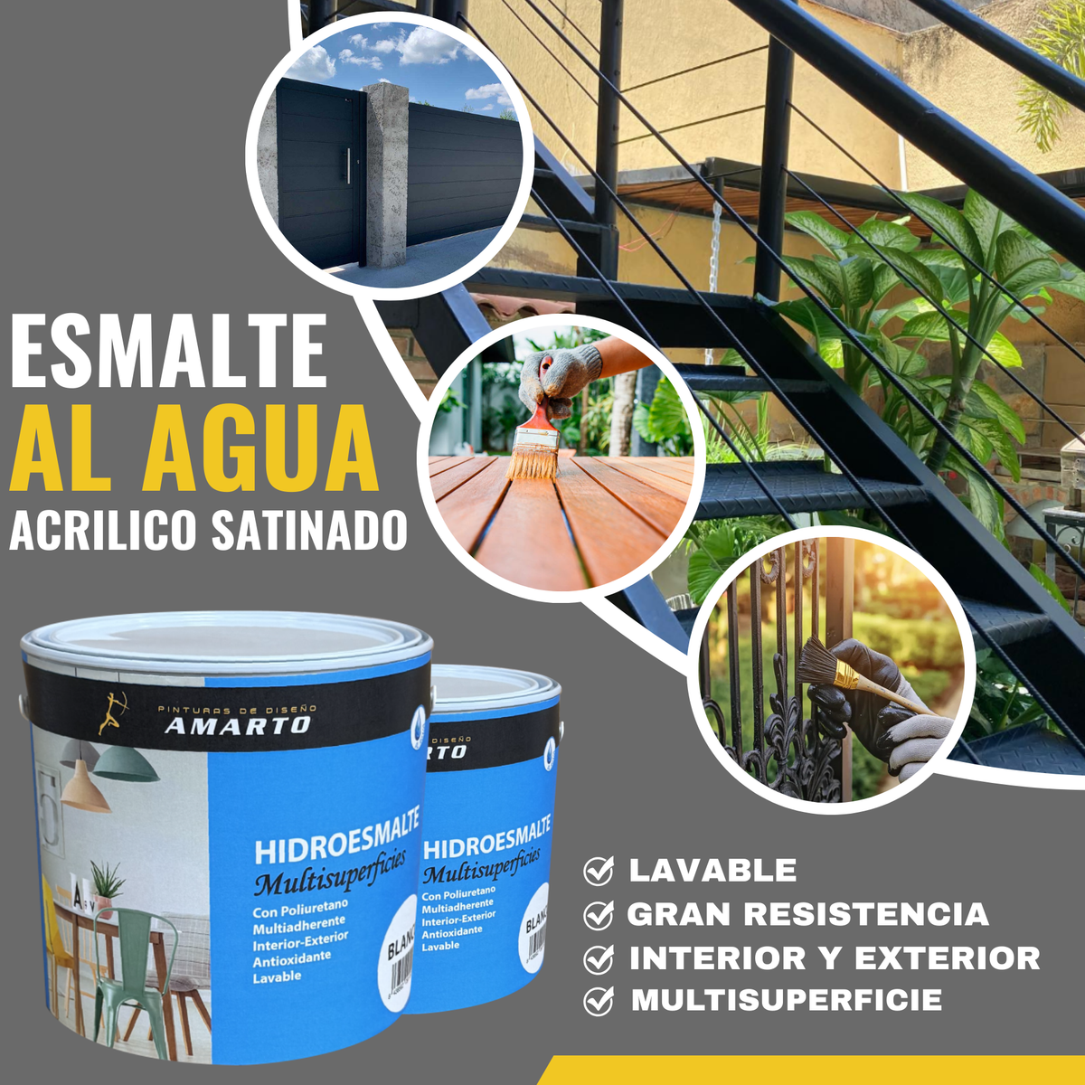 Hidroesmalte al Agua Base Satinado Tintométrica para Carpinterías