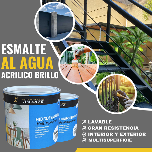 Hidroesmalte al Agua Base Brillo Tintométrica para Rejas y Muebles